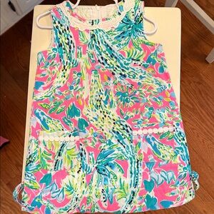 Lilly Pulitzer Girls Pink Teal Green Printed Shift Dress